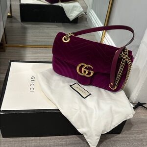 Gucci Velvet Marmont Matelasse Shoulder Bag
